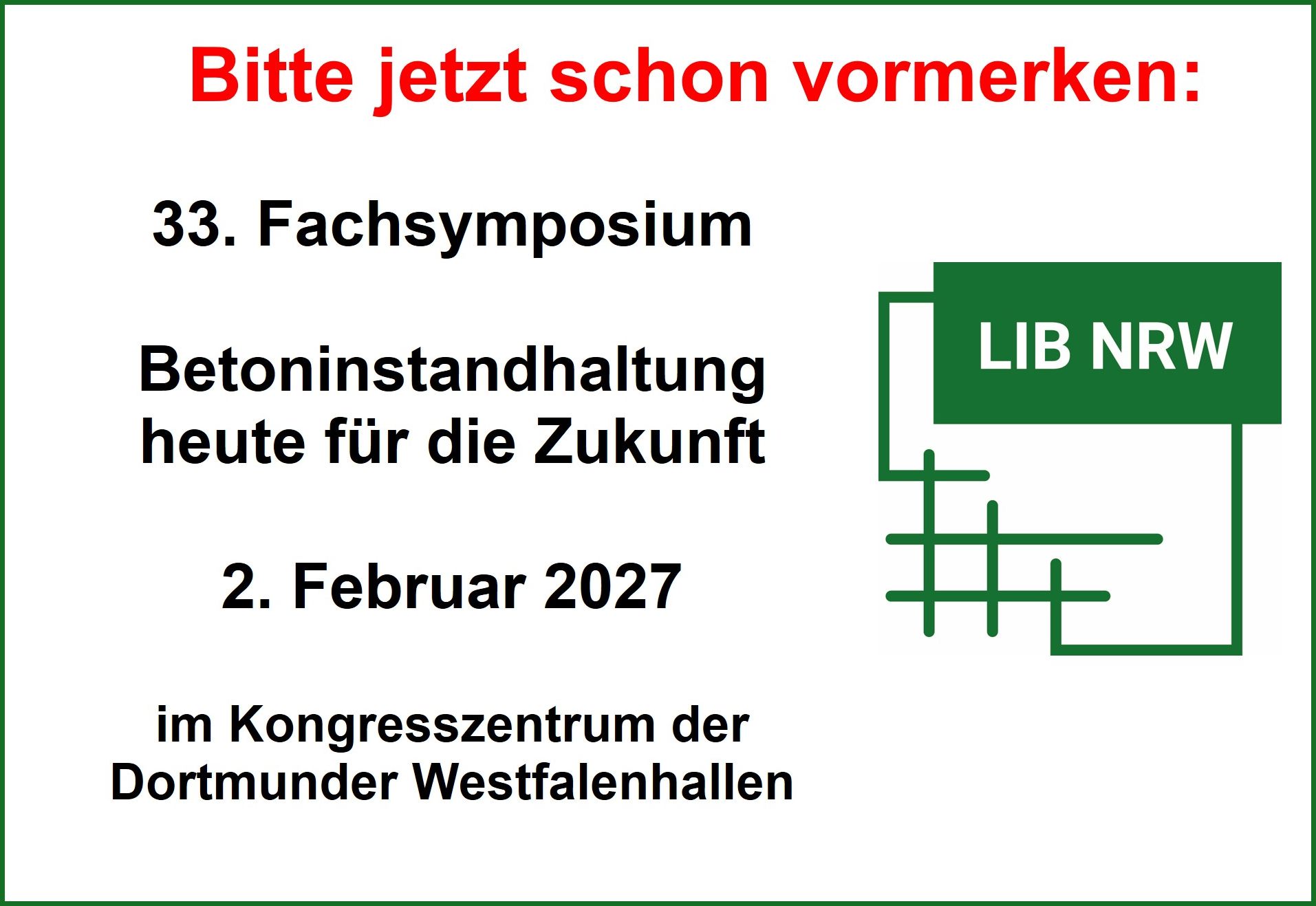 Banner mit Hinweis auf 33. Fachsymposium am 02.02.2027